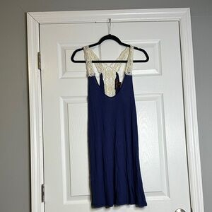 Rock & Roll Cowgirl Navy Dress with Cream Lace Detail